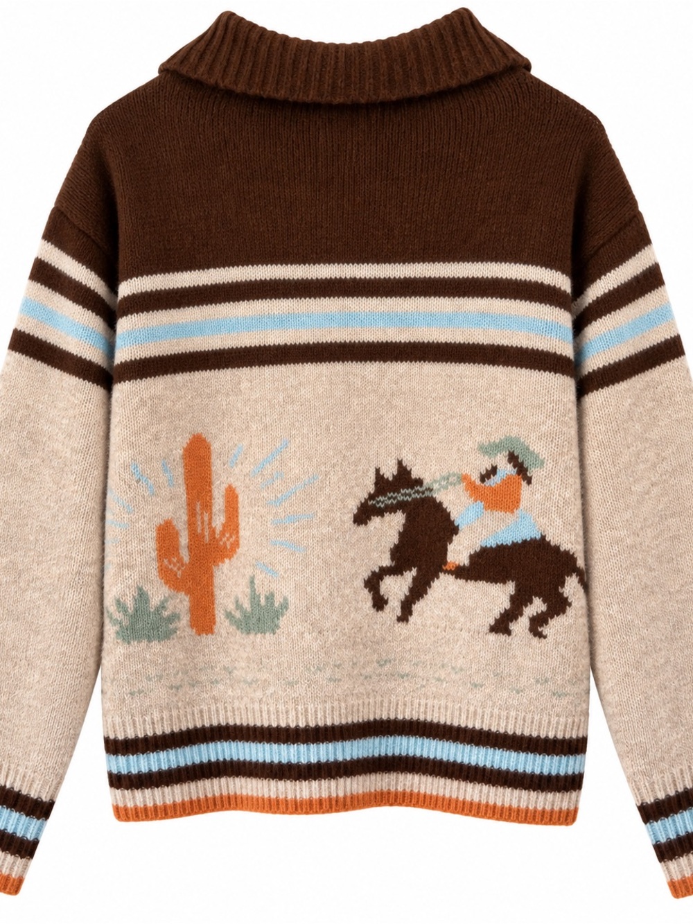Bailey Rose Western Cowboy Horse Cactus Knit Cardigan Sweater Large